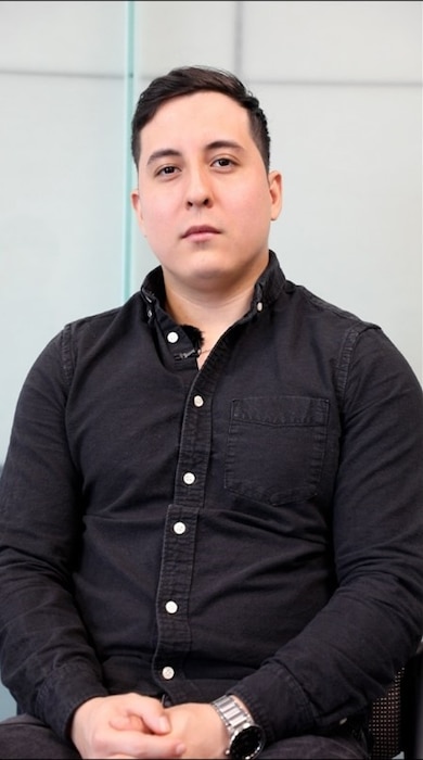 Spc. Jose D. Guerra, a current SkillBridge intern with the U.S. Army Corps of Engineers – Far East District in the Workforce Management Office, shares his experience and insights about transitioning from military to civilian work during an interview on November 4, 2025, at Camp Humphreys, South Korea. Guerra, who joined the Army in 2021 as a Human Resources Specialist, is gaining valuable experience in workforce management to support his future career goals. (U.S. Army photo by Yohan An)