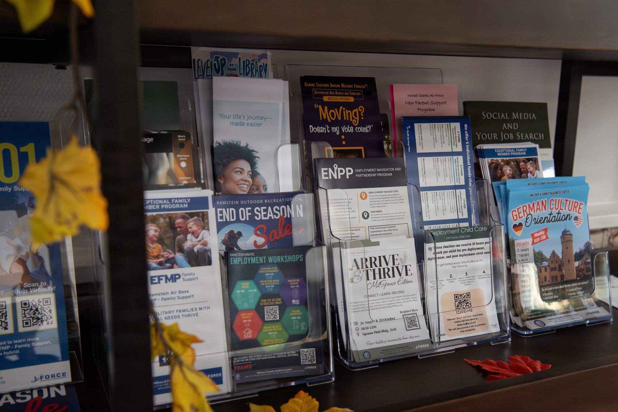Pamphlets are readily available for service members and their families in the Spouse Hub.