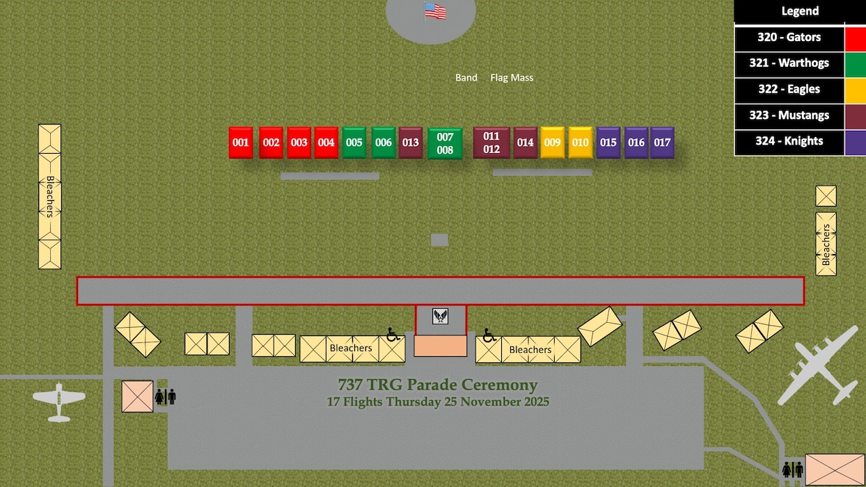 Flights 001-017 BMT Graduation Parade Line Up Graphic