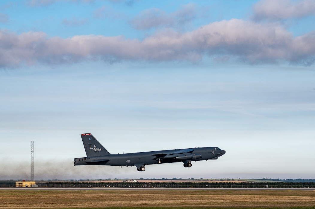 A B-52 taking off