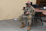 Chief Warrant Officer 2 Nathan Shea, the Unmanned Aircraft Systems operations officer at the Fort Indiantown Gap UAS facility, operates a first-person-view, or FPV, drone on Sept. 2, 2025, at Fort Indiantown Gap, Pennsylvania. Photo by Brad Rhen.