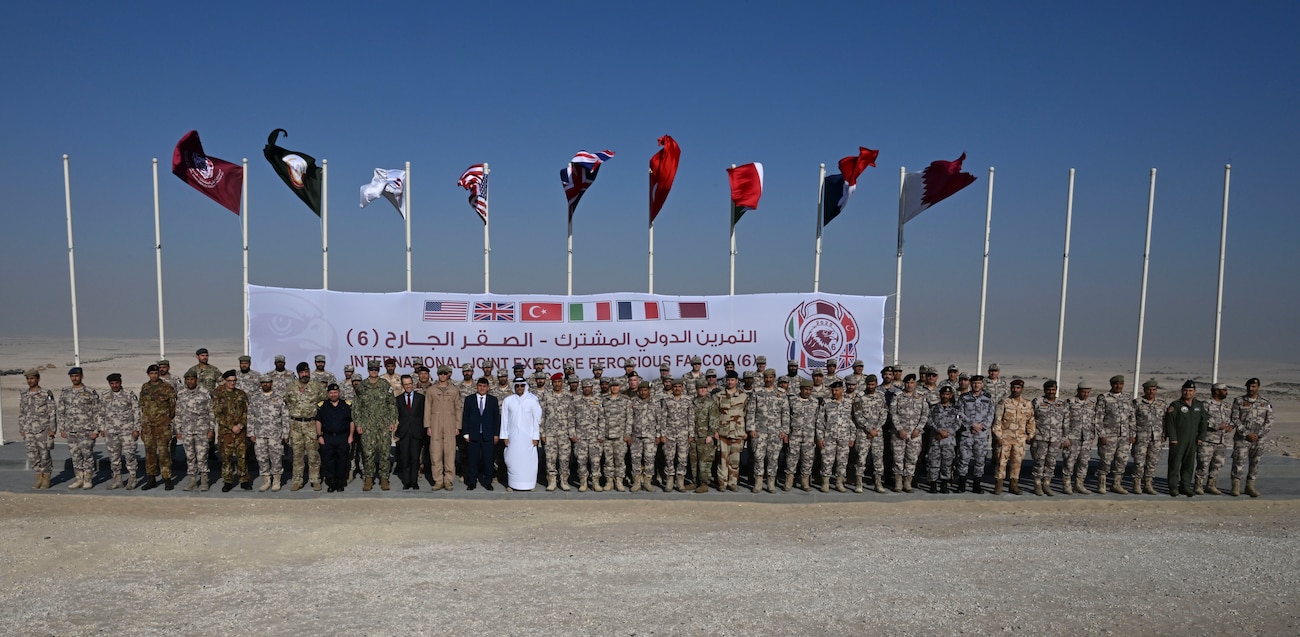 A group of service members from the U.S., Qatar, Italy, the United Kingdom, Turkey and France