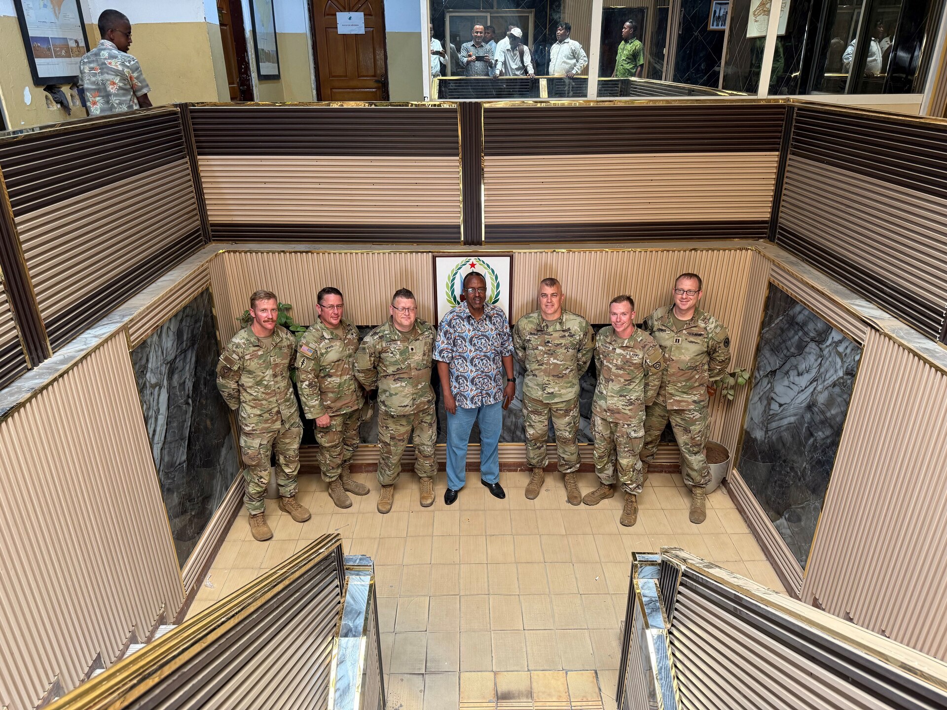 Members of the Kentucky Army and Air National Guard with the Djiboutian Armed Forces Bilateral Affairs Officer in August 2025.