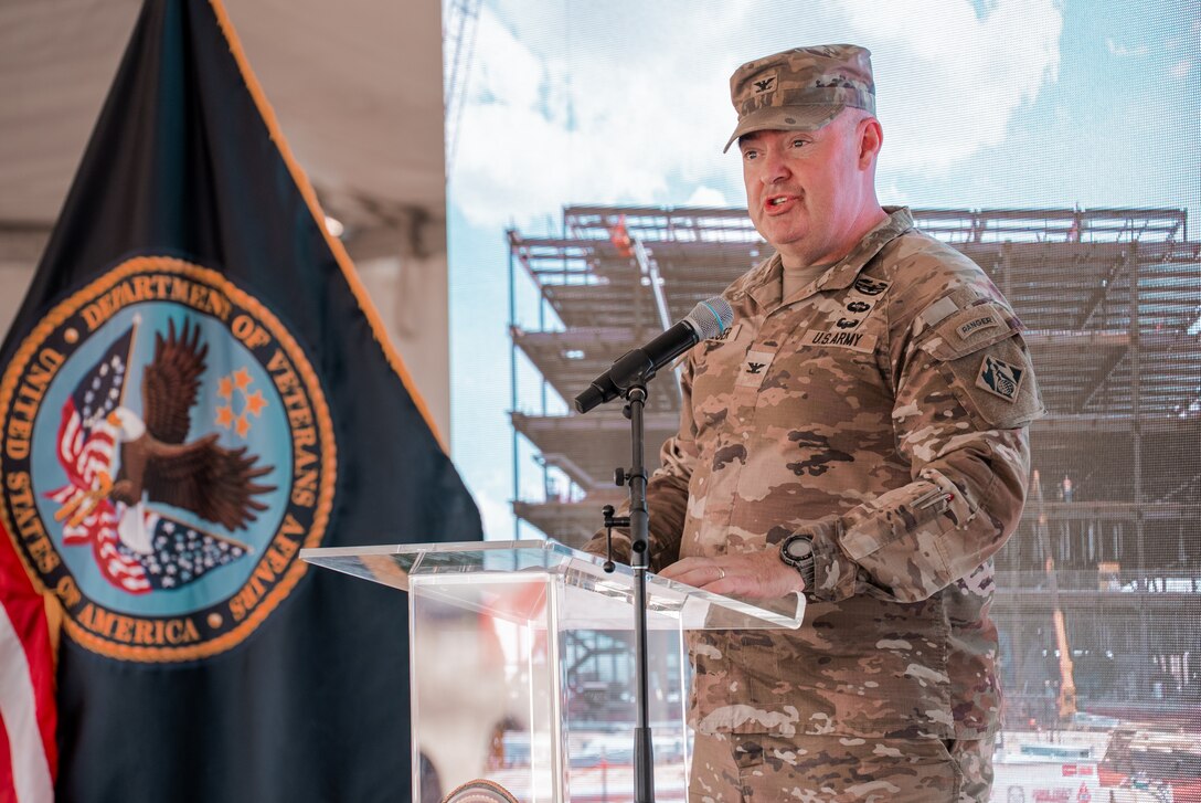 Col, Kroeger addresses those in attendance at the El Paso VA Health Care Center