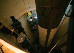 U.S. Air Force Chief of Staff Gen. Ken Wilsbach (right) tours a 90th Missile Wing intercontinental ballistic missile launch facility near Albin, Wyoming, Nov. 20, 2025.