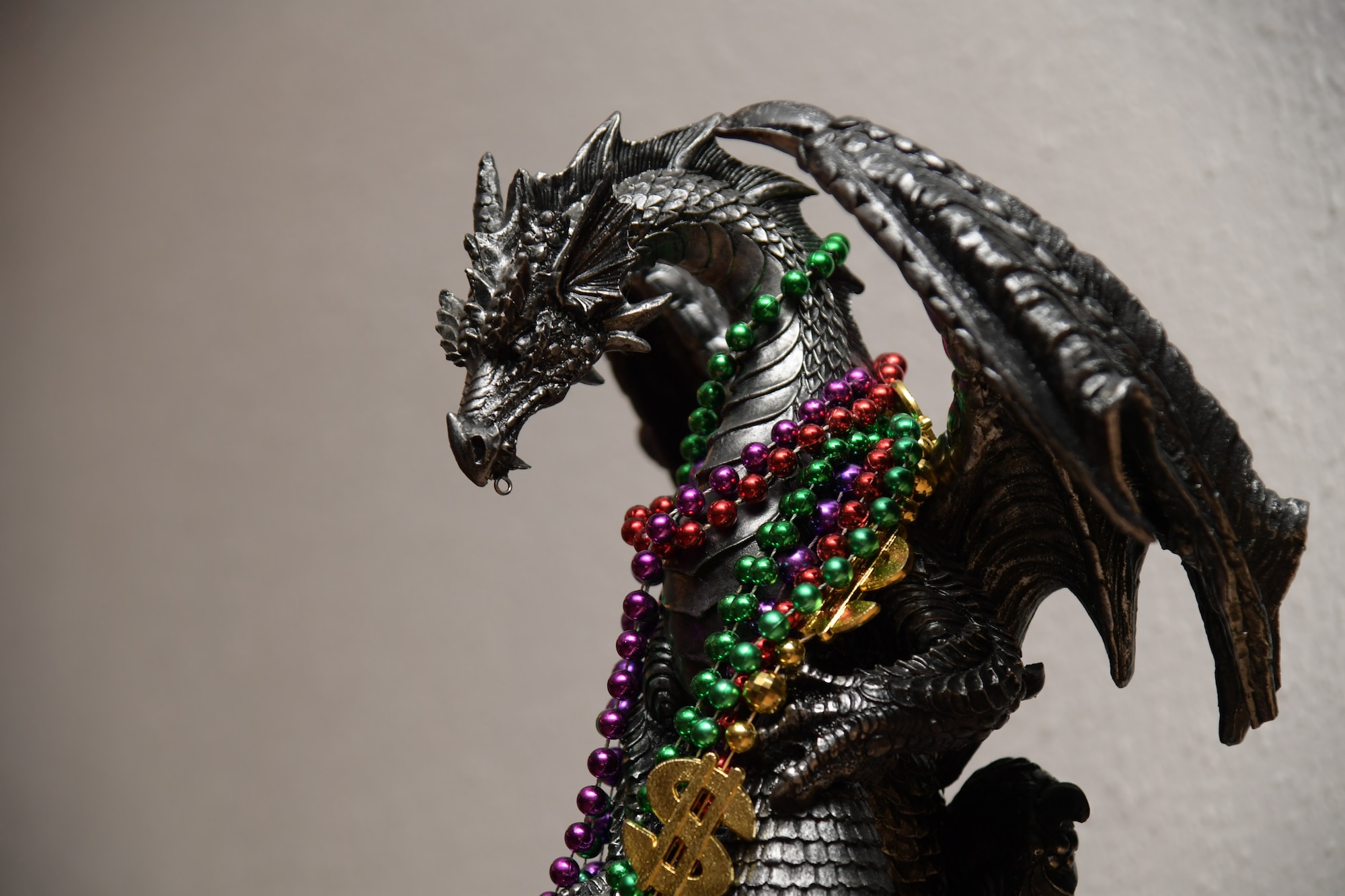 A dragon trophy is on display