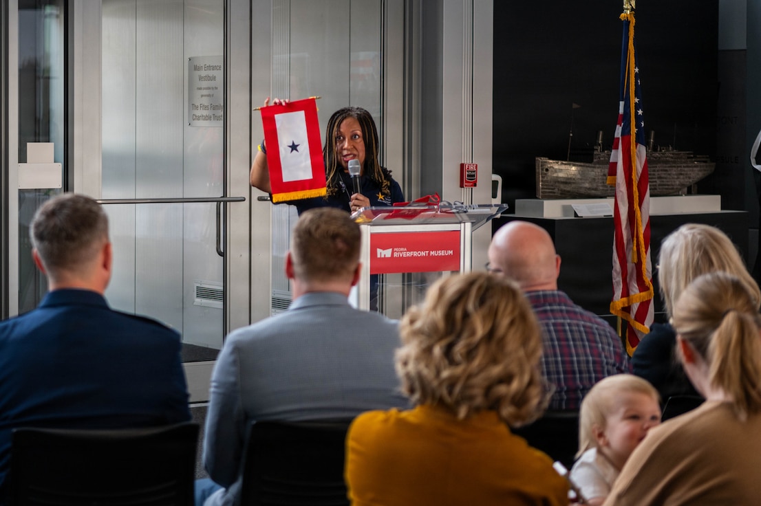 Gold Star Family Tree of Honor lighting ceremony in Peoria, Illinois, Nov. 15, 2025.