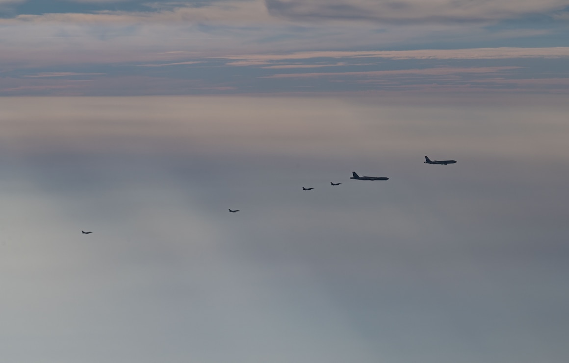 Several aircrafts in formation.