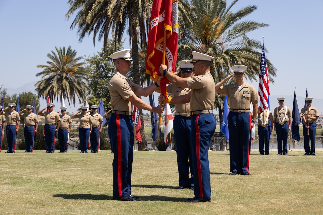 The passing of the colors represents the transfer of responsibility, authority and accountability of the unit.