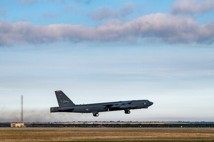 A B-52 taking off