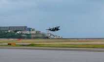 A Japan Air Self-Defense Force F-15J Eagle assigned to the 204th Fighter Squadron, takes off for a bilateral training mission with the U.S. Air Force at Naha Air Base, Japan, Nov. 19, 2025. The mission supported ongoing efforts to strengthen bilateral capability and maintain stability across the Indo-Pacific. (U.S. Air Force photo by Airman Nathaniel Jackson)