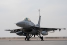 A U.S. Air Force F-16 Fighting Falcon aircraft pilot assigned to the 555th Expeditionary Fighter Squadron prepares to take fuel during exercise Ferocious Falcon 6 within the U.S. Central Command area of responsibility, Nov. 17, 2025. Ferocious Falcon 6 is a biennial, Qatar-hosted multinational joint exercise designed to enhance lethality and combat efficiency among U.S. and allied forces. (U.S. Air Force photo by Senior Airman Joseph Garcia)