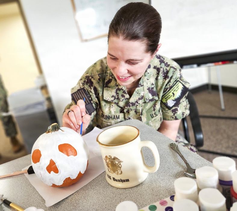 Carving out a niche in time… Naval Medical Readiness and Training Command Bremerton Mental Health Directorate recently hosted a pumpkin decorating contest in conjunction with Halloween to help dismantle the stigma surrounding mental health. The event was open to all to bring their creativity to help carve away at the misapprehension which still lingers in seeking psychological health care which can directly reinforce mental readiness as a priority for all service members (Official Navy photo by Mass Communication Specialist 2nd Class Jennifer Benedict, NHB/NMRTC Bremerton public affairs)