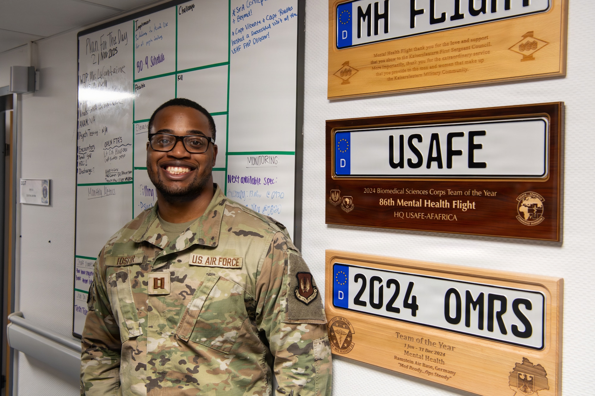 U.S. Air Force Capt. Kaseem Foster, 86th Medical Group clinical psychologist, poses for a photo.