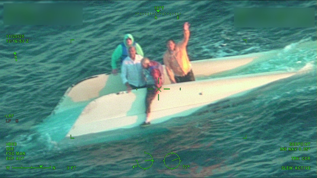 A Coast Guard Station Sand Key boat crew rescued four boaters after their 24-foot vessel capsized approximately 26 miles west of Clearwater, Tuesday. 

The four boaters were in stable condition and safely transported to awaiting emergency medical service personnel at Station Sand Key.