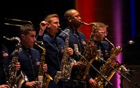 The U.S. Air Force Band’s Airmen of Note play the national anthem at their 75th anniversary concert in Alexandria, Va., Sept. 26, 2025. Established in 1950 as the Air Force’s premier jazz band, the group has direct historical lineage to The U.S. Army Air Corps Band led by U.S. Army Maj. Glenn Miller during WWII. (U.S. Air Force photo by Staff Sgt. Jordan Powell)