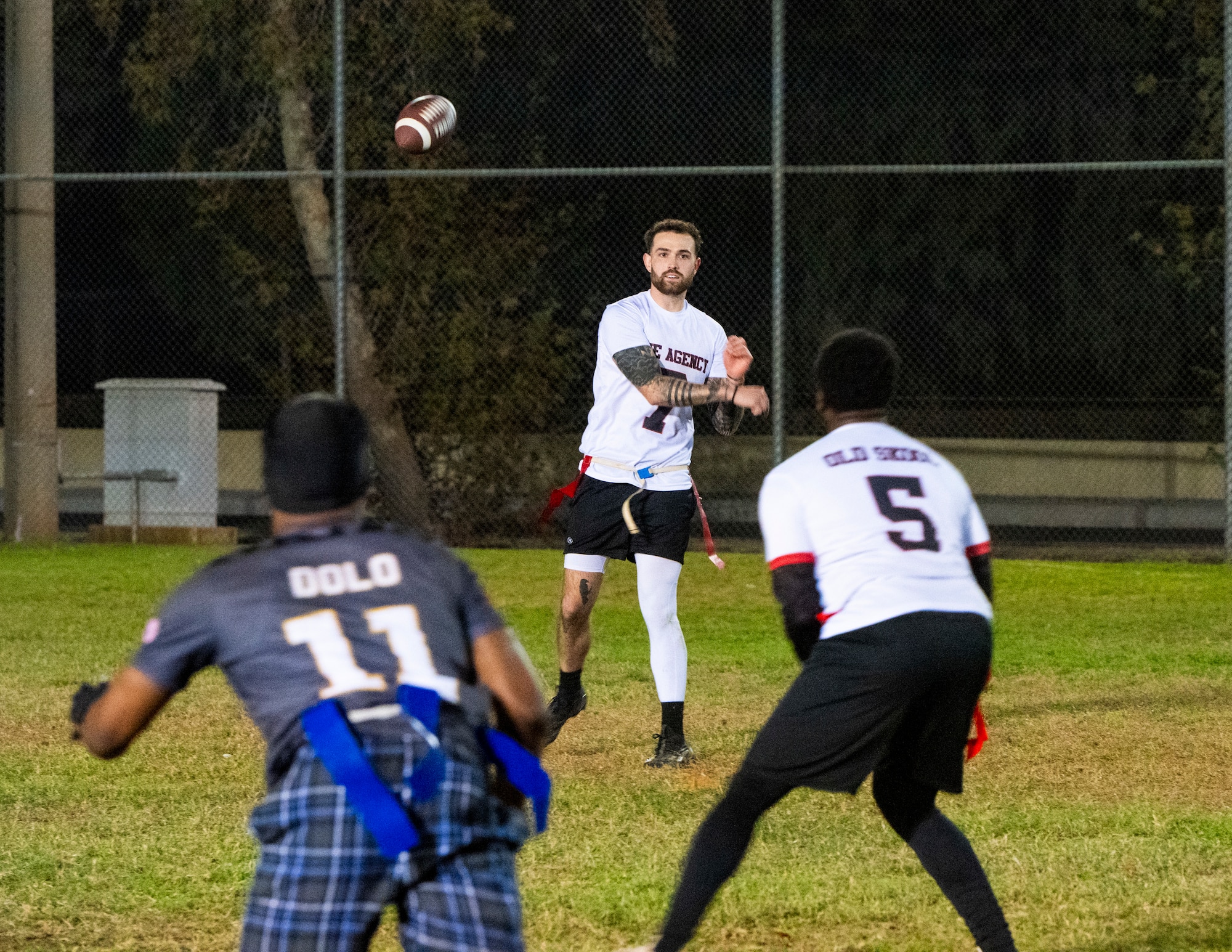 U.S. Airmen compete in intramural flag football game