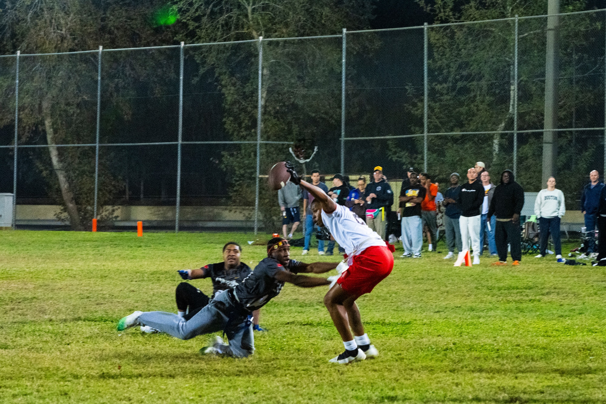 U.S. Airmen compete in intramural flag football game
