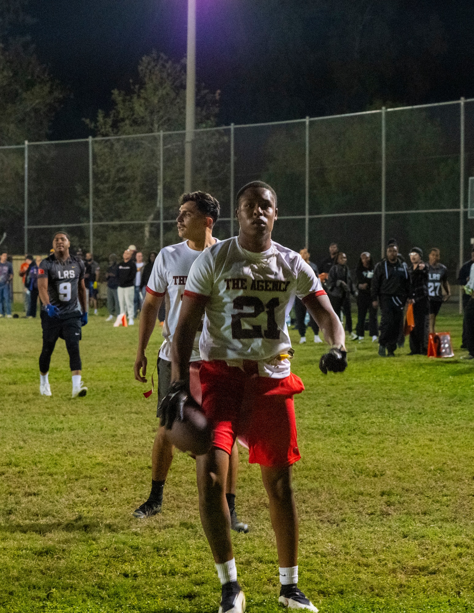 U.S. Airmen compete in intramural flag football game