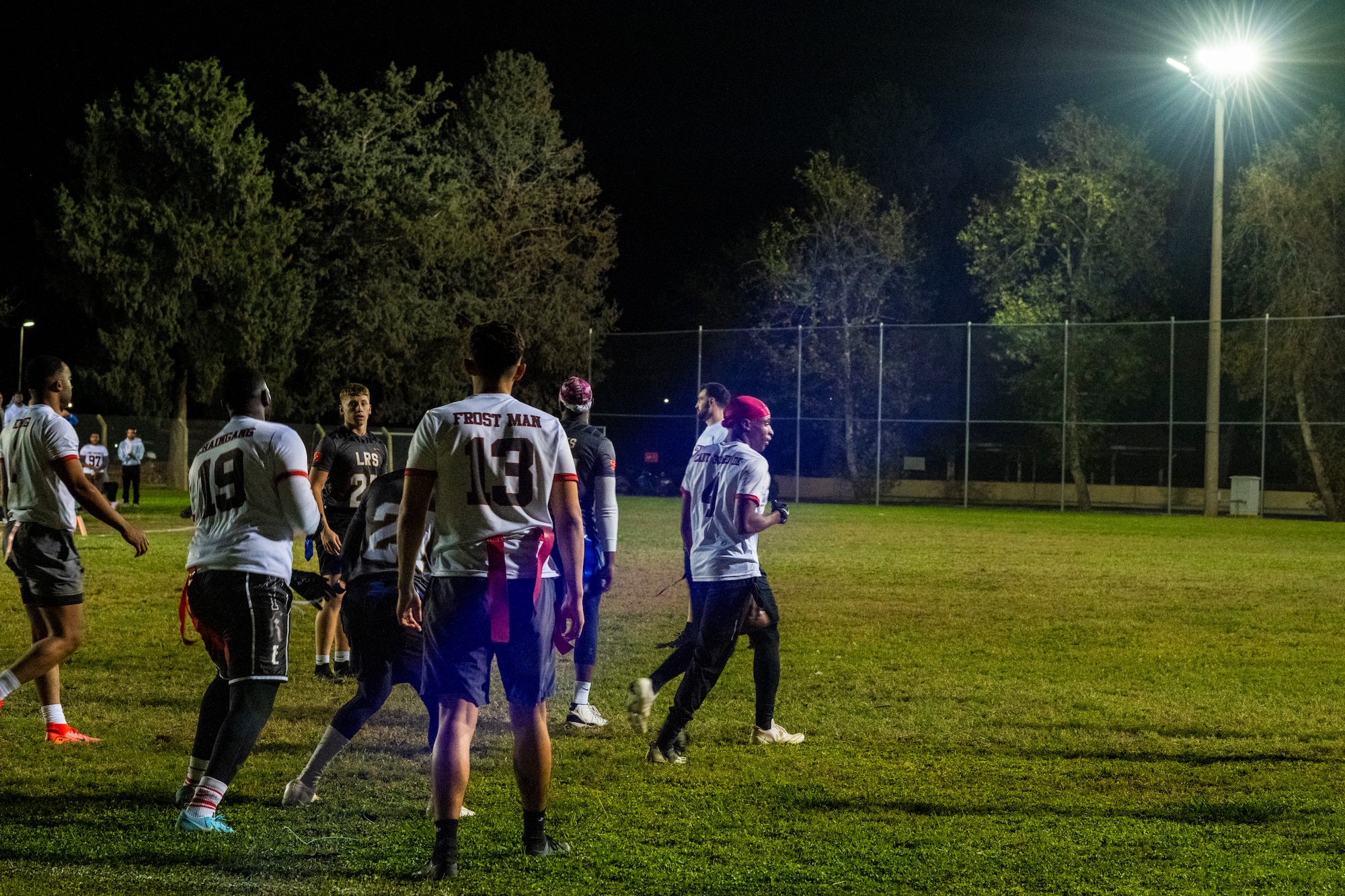 U.S. Airmen compete in intramural flag football game