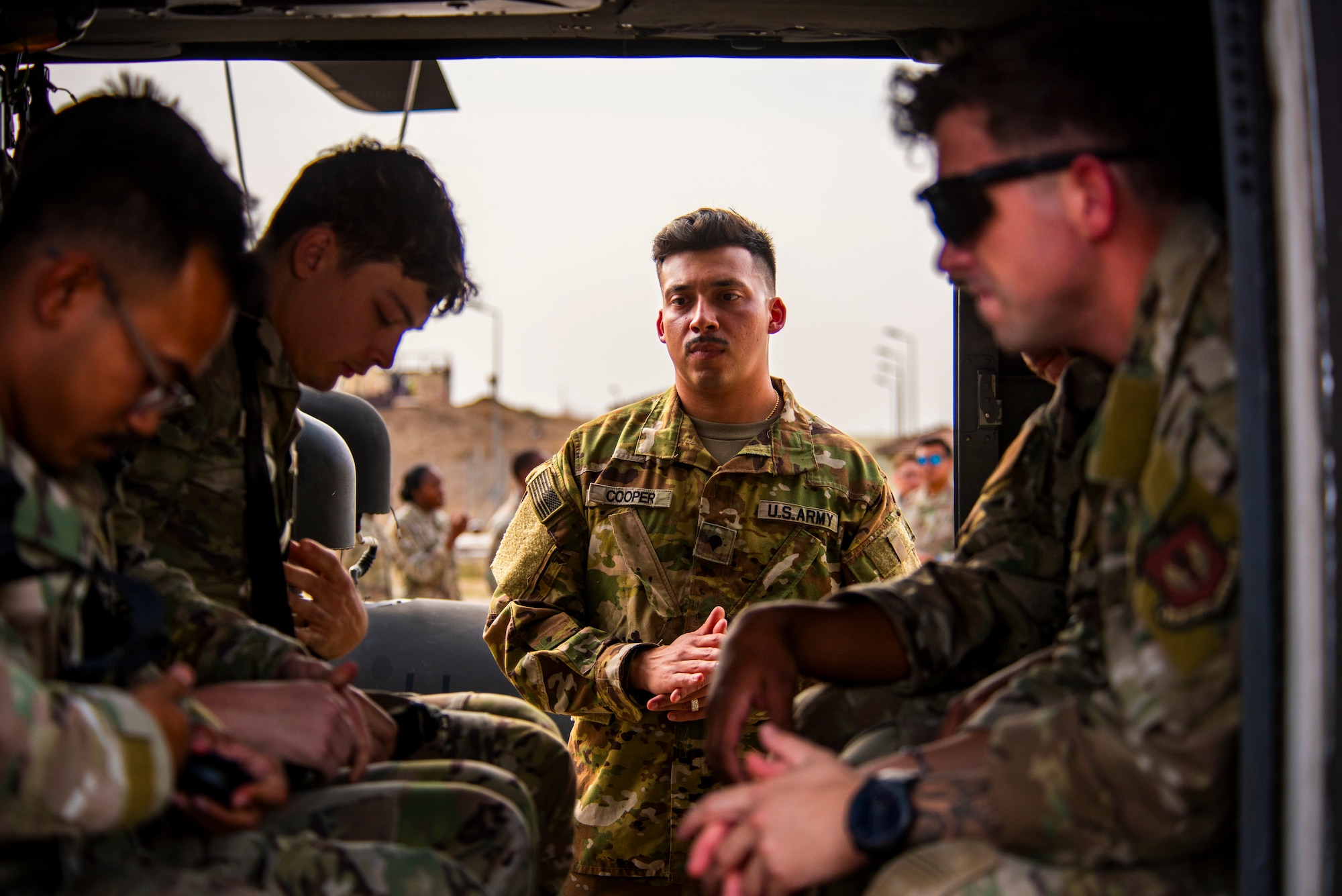 U.S. service members conduct rotary-wing familiarization training