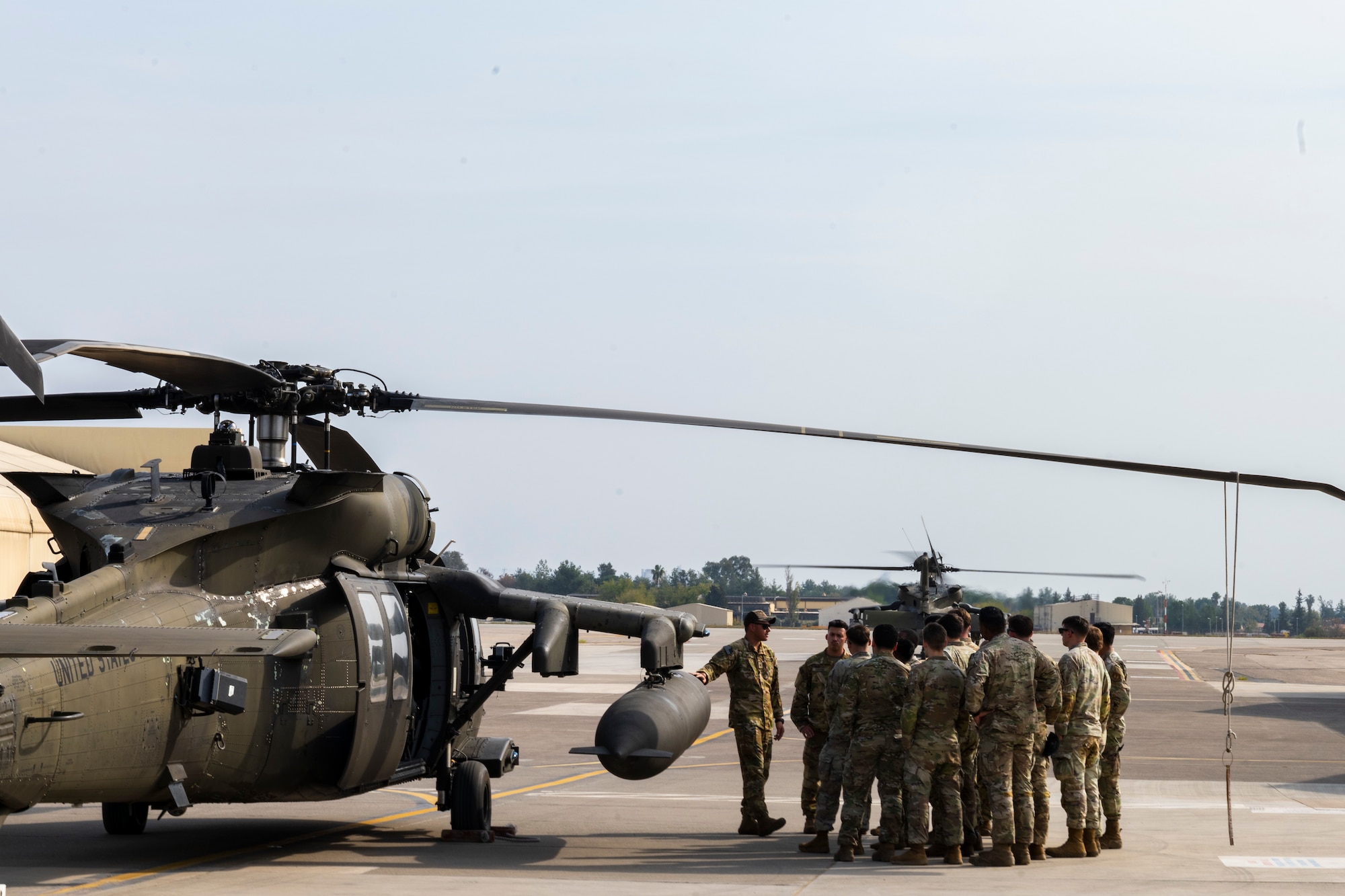 U.S. service members conduct rotary-wing familiarization training
