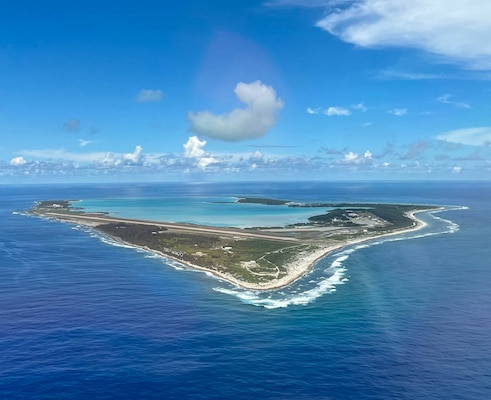 A photo of Wake Island in the Pacfiic Ocean.