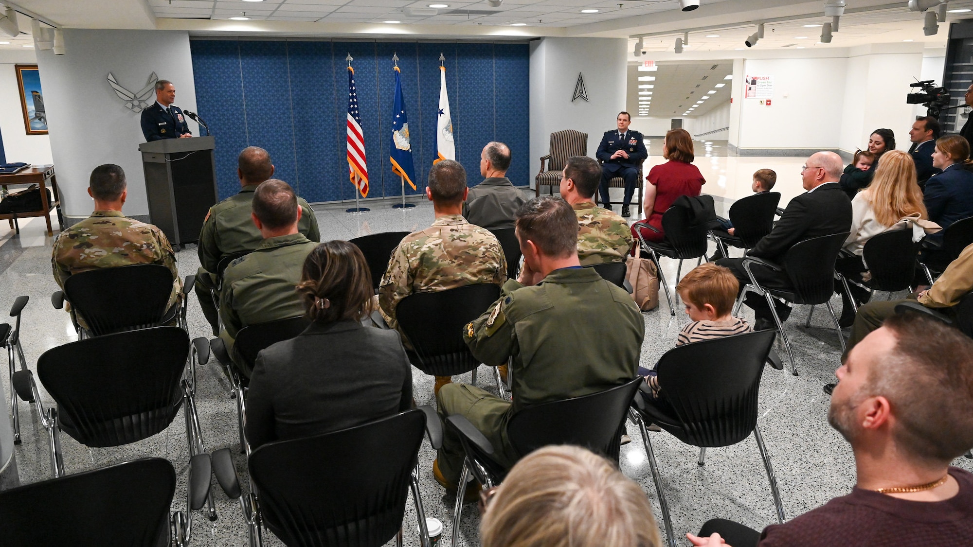 Service member awarded medals.