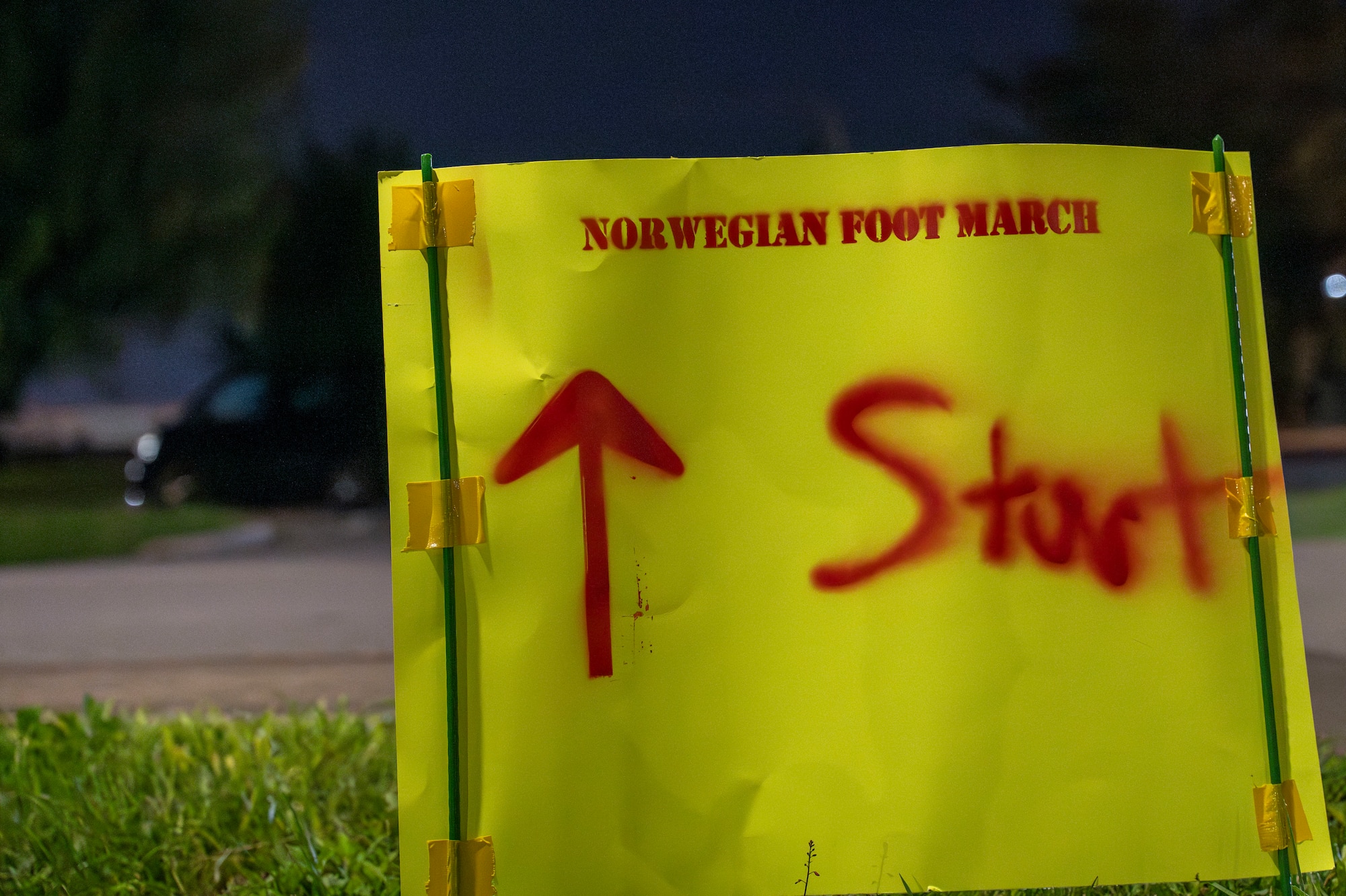 A sign signals the start of the Norwegian Foot March at Kadena Air Base, Japan, Nov. 22, 2025.