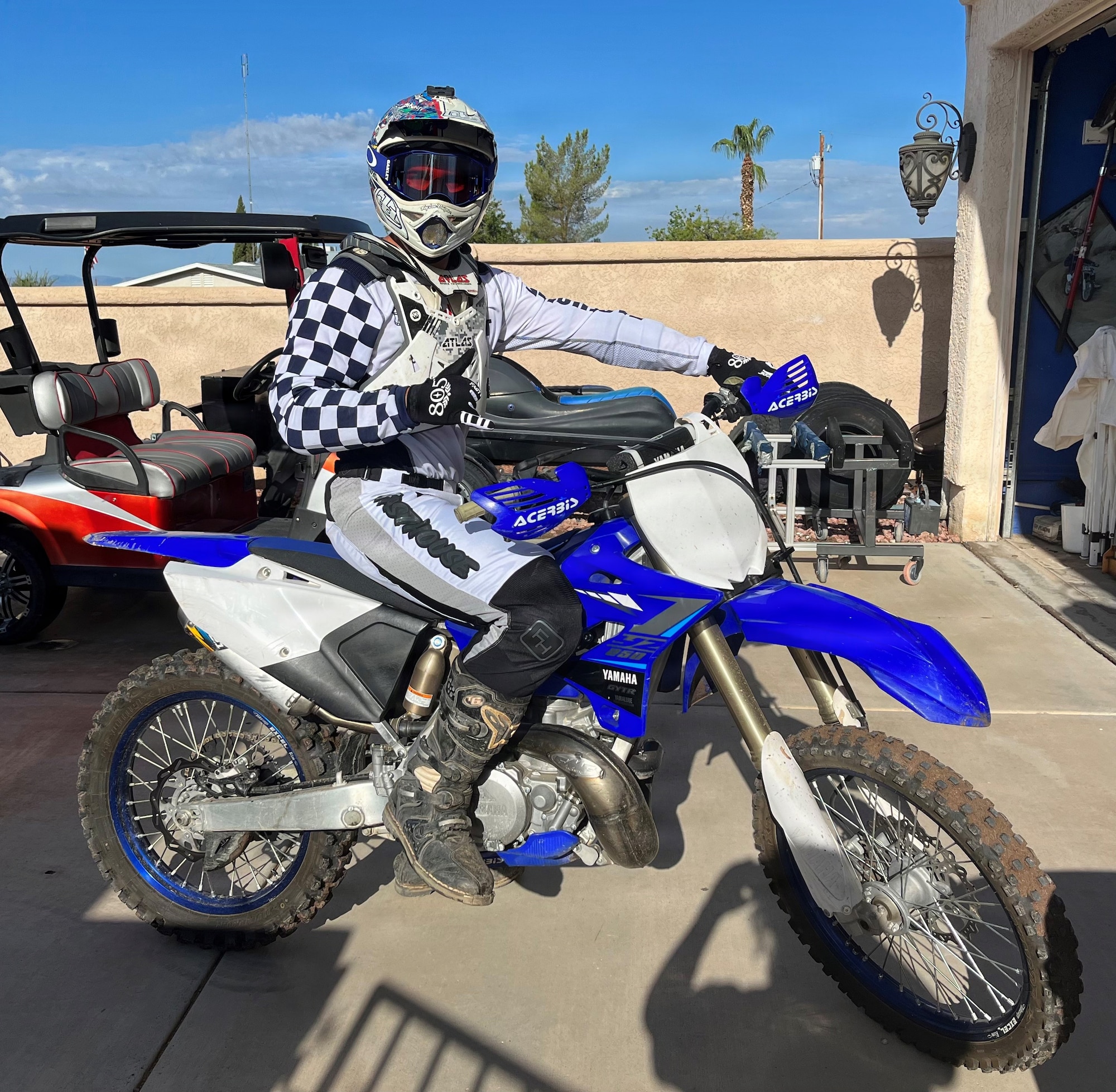 U.S. Air Force Staff Sgt. Joshua Schul, 355th Civil Engineer Squadron unit deployment manager, rides a dirt bike at Lake Havasu City, Arizona. (Courtesy Photo)