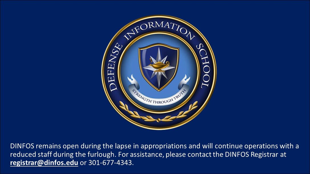 DINFOS seal with furlough message.