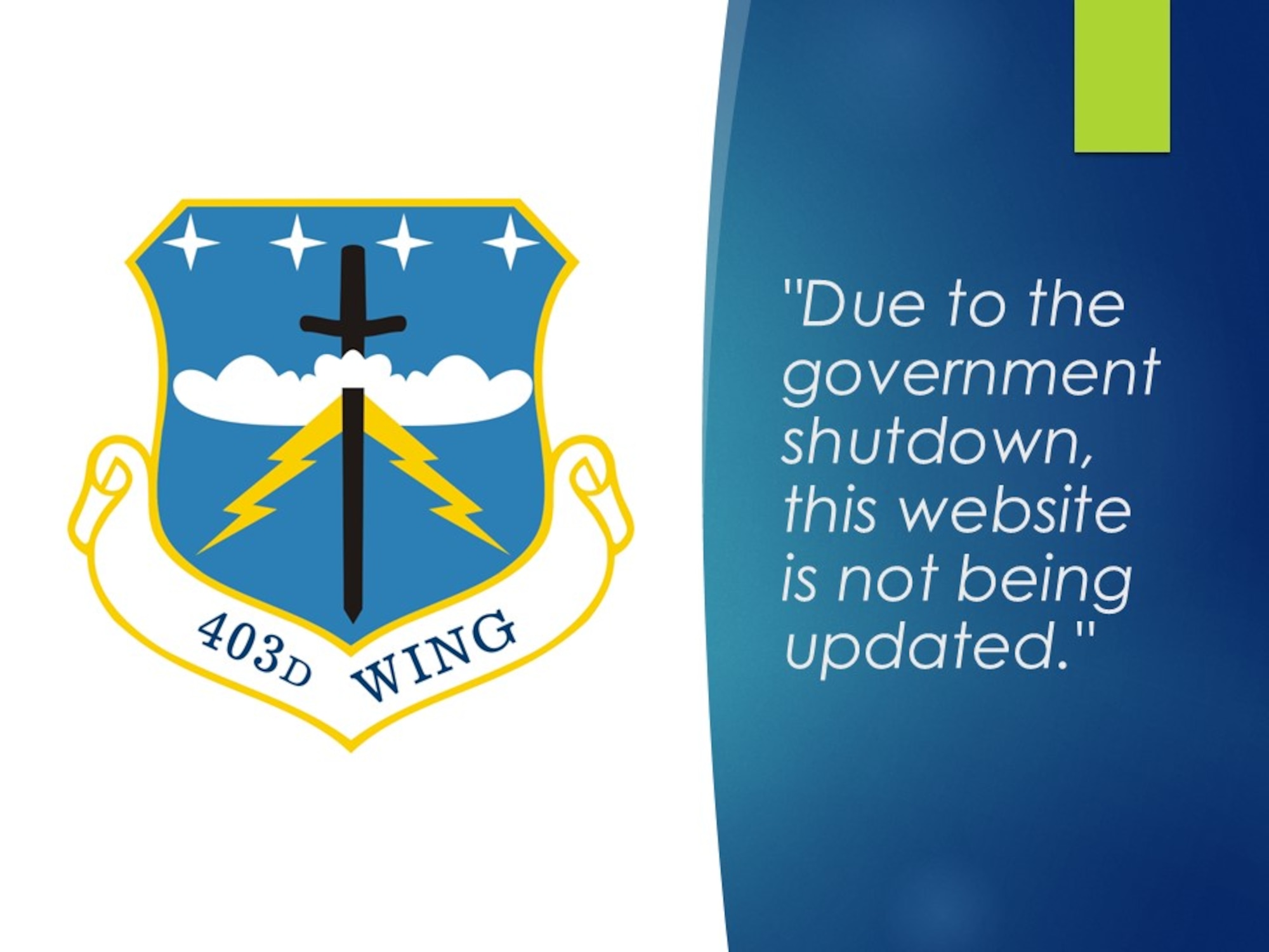 Due to government shutdown, this website is not being updated graphic.