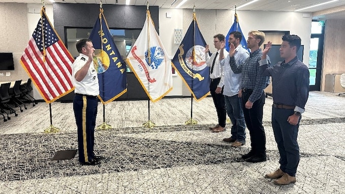 CPT Belz administering Oath of Office