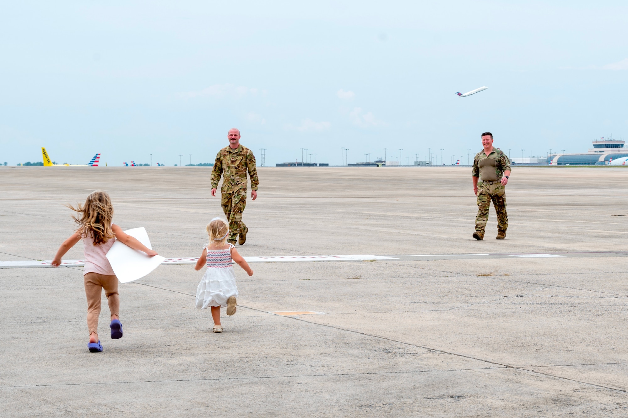 The 145th Airlift Wing (AW) hosts friends and family as they welcome Airmen from the North Carolina Air National Guard back from a deployment to the Middle East at the North Carolina Air National Guard base, Charlotte-Douglas International Airport, Sept. 15, 2025.