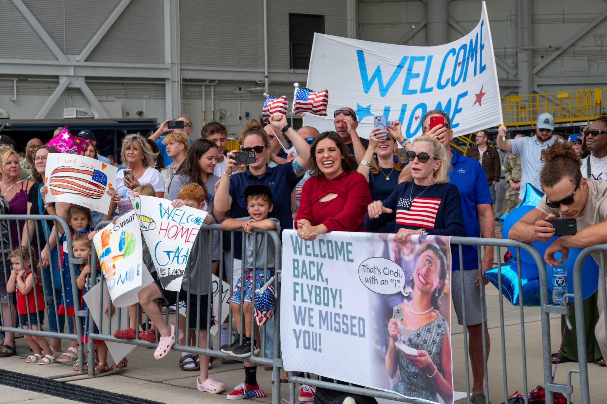 The 145th Airlift Wing (AW) hosts friends and family as they welcome Airmen from the North Carolina Air National Guard back from a deployment to the Middle East at the North Carolina Air National Guard base, Charlotte-Douglas International Airport, Sept. 15, 2025.