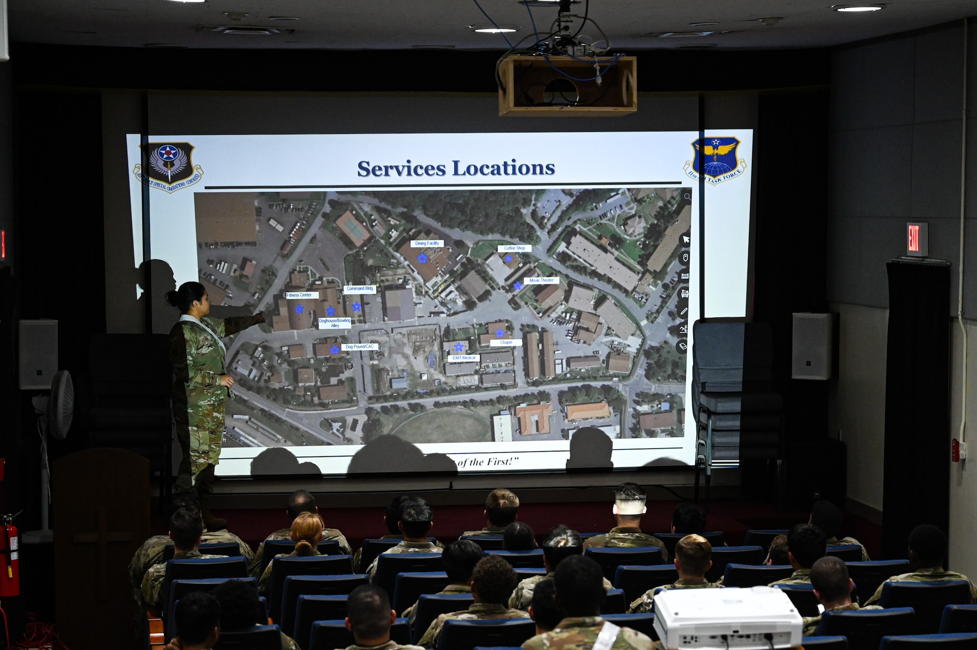 A U.S. Air Force Airman from the 11th Combat Air Base Squadron briefs members before the start of exercise Ulchi Freedom Shield 25 at Daegu Air Base, Republic of Korea, Aug. 19, 2025. UFS 25 is a combined, joint, all-domain military training exercise that integrates ground, air, naval, space and cyber and information elements, enhancing readiness through realistic combat simulations. (U.S. Air Force photo by Senior Airman Andrew Garavito)