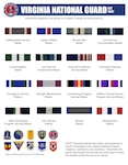 Chart of ribbons approved for Virginia National Guard personnel