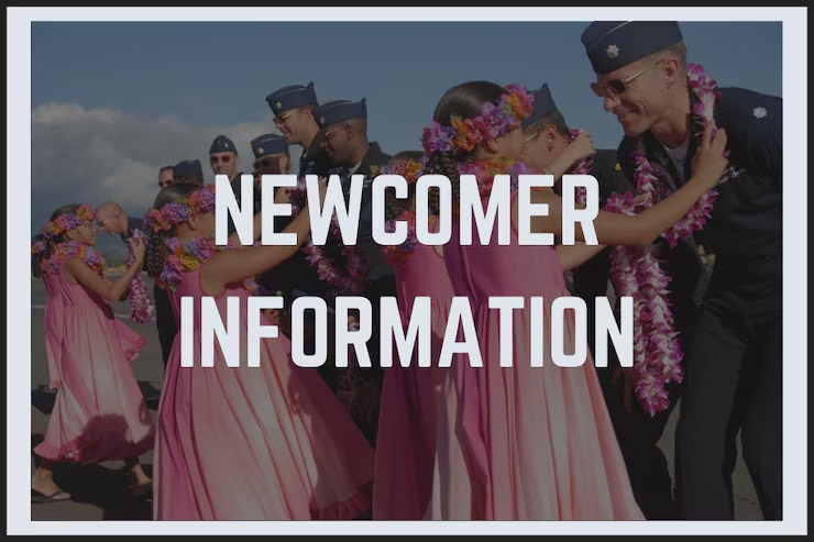 This is the 15th Wing's Newcomers Information icon. Airmen receive Hawaiian Lei's.