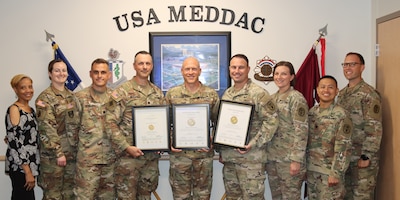The Command Group of Ireland Army Health Clinic stand with survey completion certificates following a recent survey conducted by The Joint Commission here at Fort Knox. The survey results ranked Ireland Army Health Clinic in the top 2% of health care facilities nationwide.