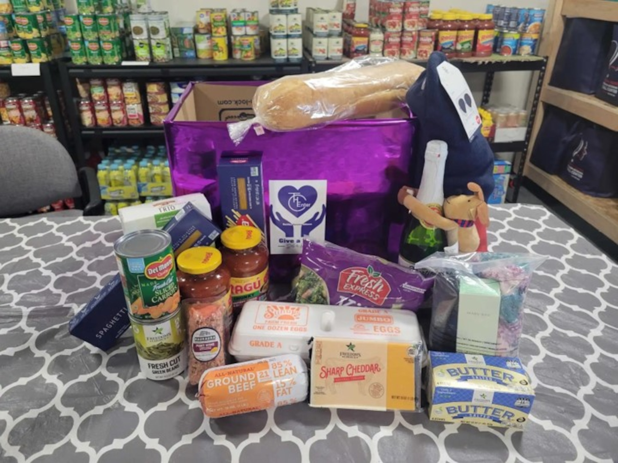 A family meal kit is displayed on the table at The Center on Buckley Space Force Base, Colorado. (Courtesy Photo)