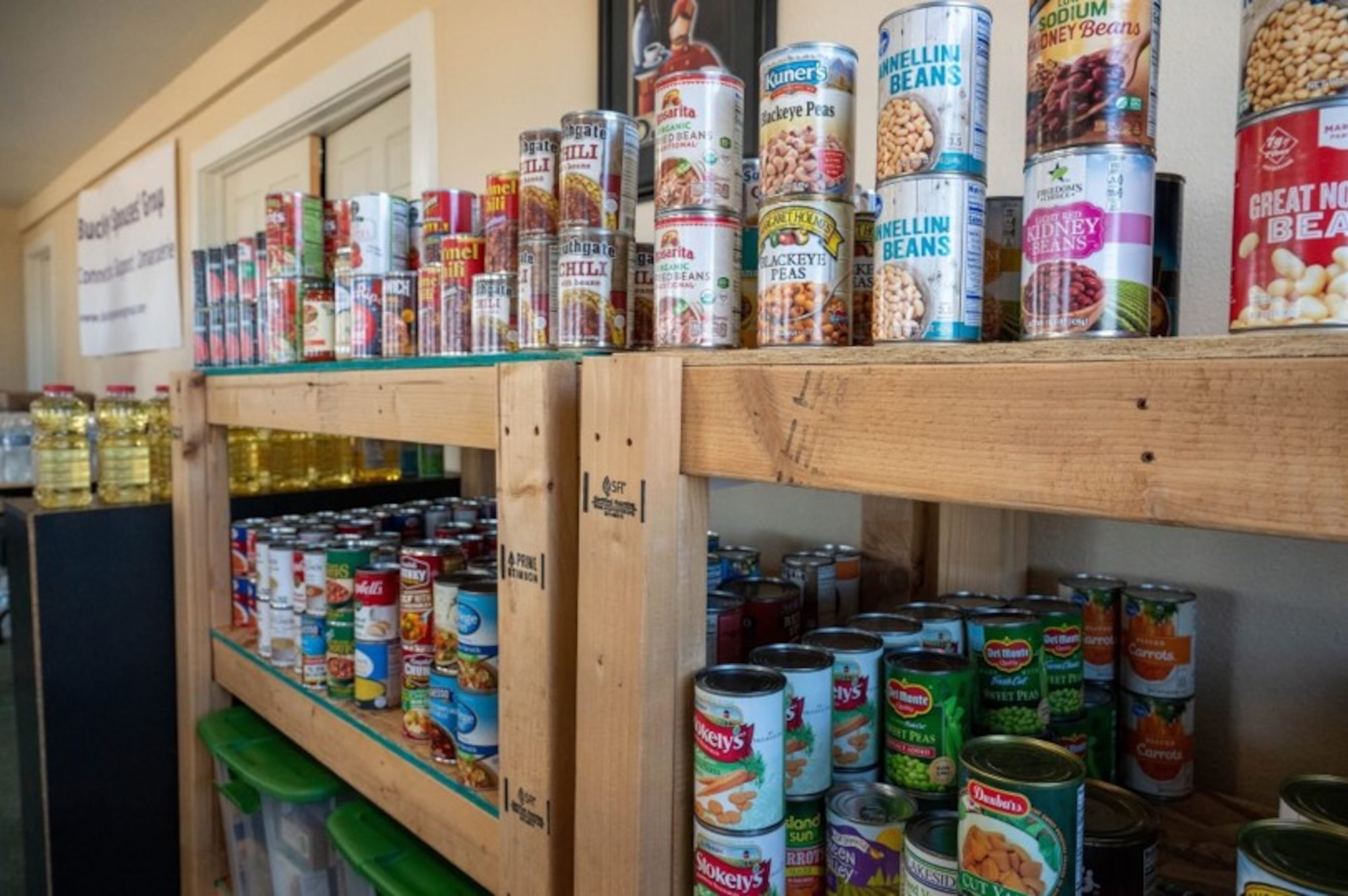 Can goods sit on the shelves at The Center on Buckley Space Force Base, Colorado. (Courtesy photo)