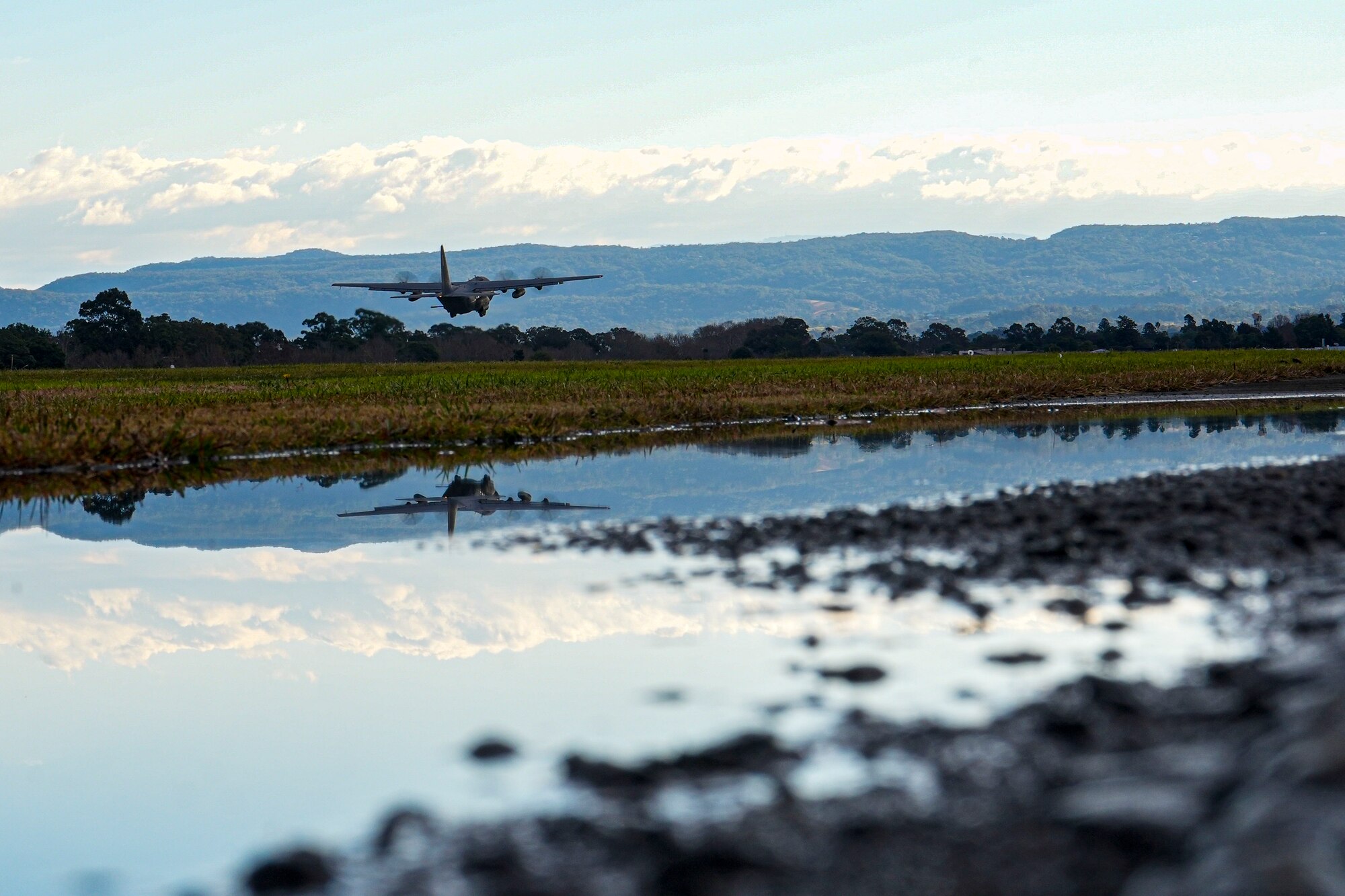 A U.S. Air Force AC-130J Ghostrider gunship assigned to the 27th Special Operations Wing takes off during exercise Talisman Sabre 2025, July 7, 2025, in New South Wales, Australia. Held across multiple regions in Australia and Papua New Guinea, TS25 is designed to enhance multinational coordination in responding to regional crises and foster peace, stability, and prosperity in the Indo-Pacific. (U.S. Air Force photo by Airman 1st Class Gracelyn Hess)