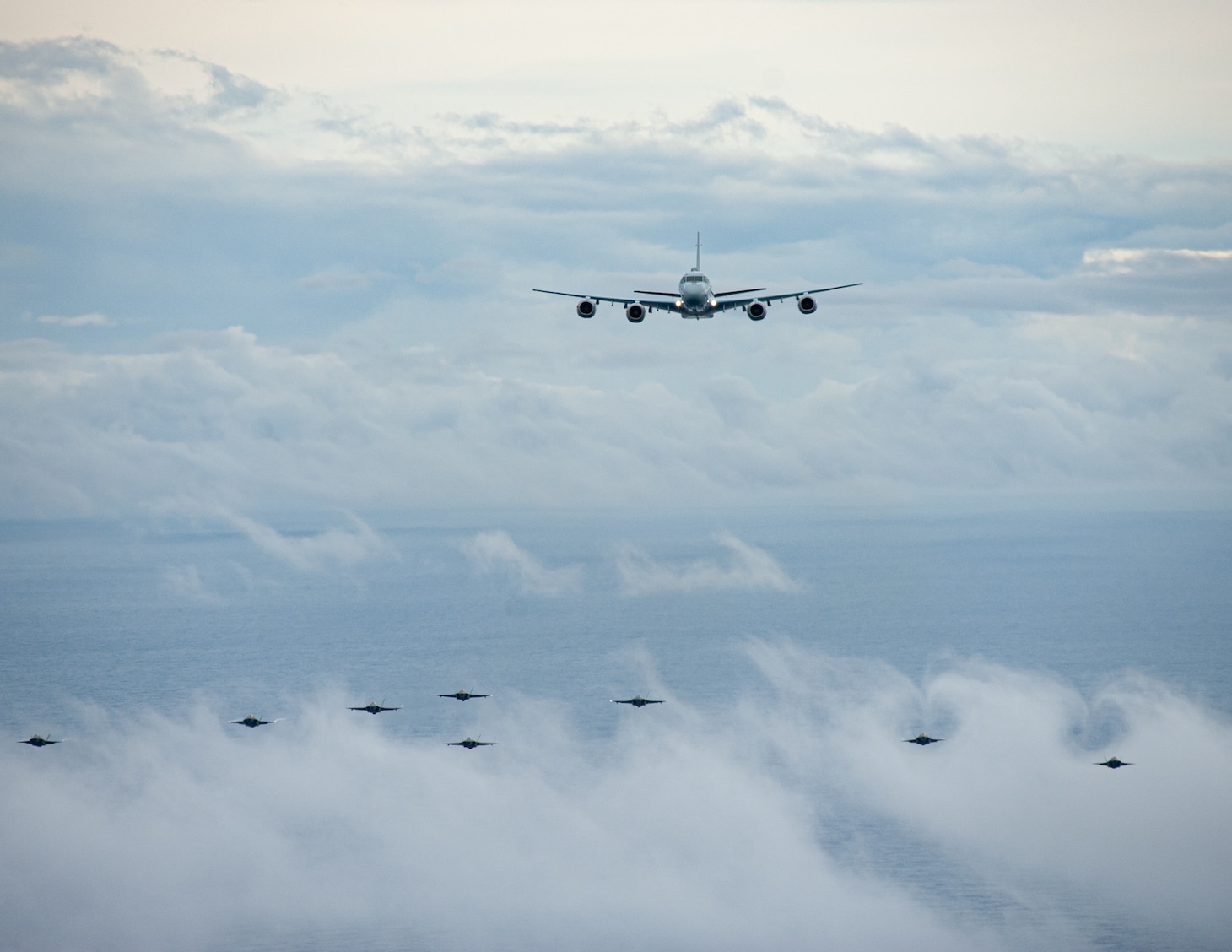 PHILIPPINE SEA (Oct. 20, 2025) – Japan Maritime Self Defense Force Kawasaki P-1, U.S. Marine Corps F-35B Lightning II assigned to Marine Fighter Attack Squadron (VMFA) 242, and U.S. Navy F-35C Lightning II assigned to Strike Fighter Squadron (VFA) 147 fly together in the Philippine Sea, Oct. 20, 2025 in support of Annual Exercise (ANNUALEX) 25. ANNUALEX is a multilateral exercise that enhances the Japan and U.S. alliance, strengthens naval interoperability and demonstrates a joint commitment to a free and open Indo-Pacific. (U.S. Navy photo by Petty Officer 1st Class R. Ezekiel Duran)