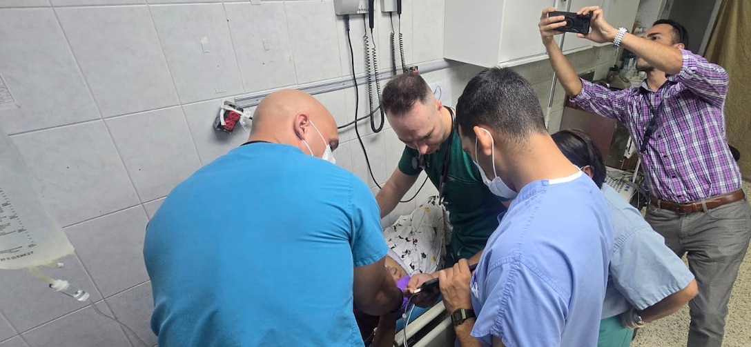 medical staff give medical attention to a patient.