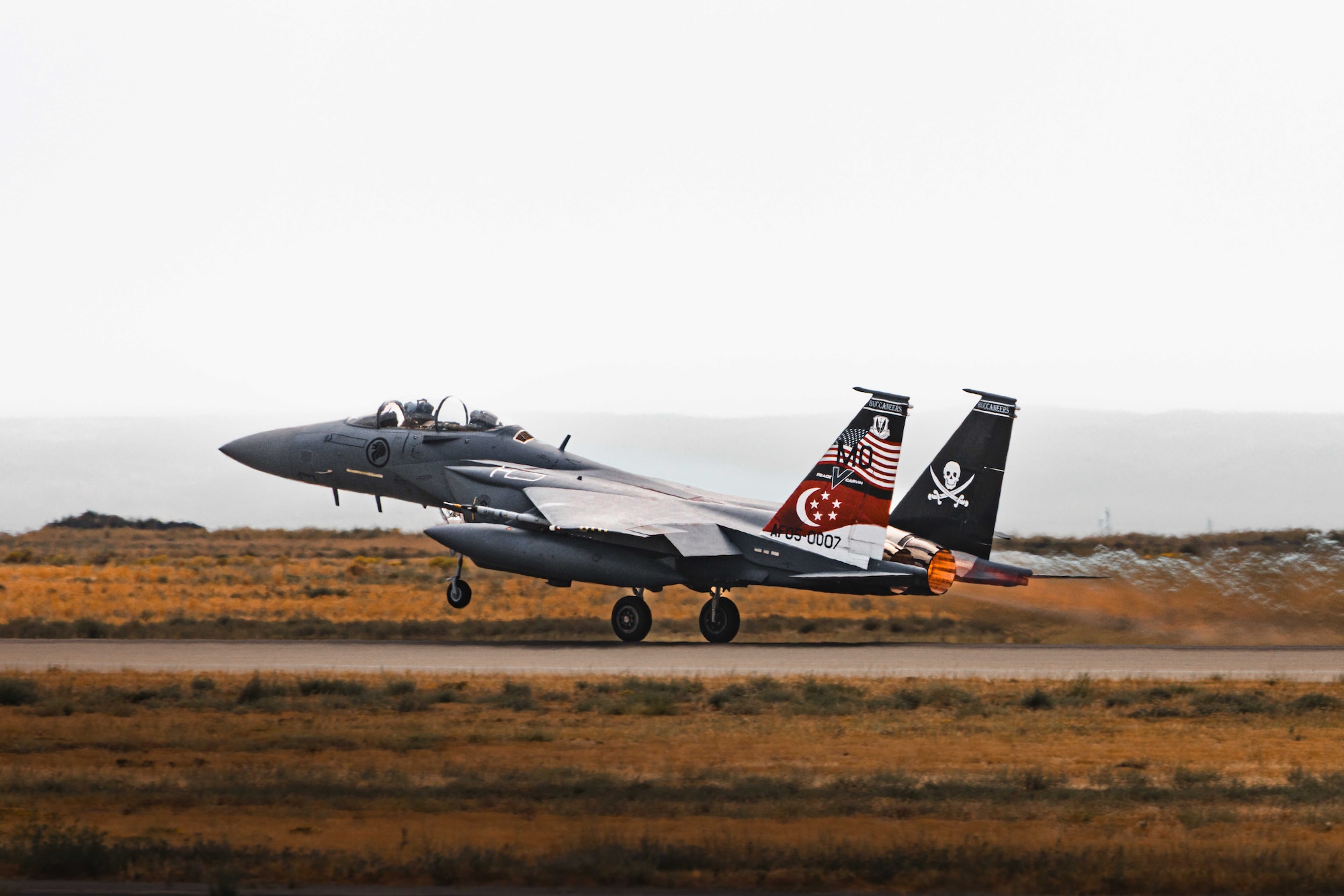 Singaporean fighter jet in sky