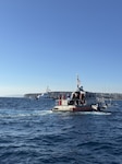 A 45-foot Response Boat-Medium (RB-M) boat crew attached to Coast Guard Station Los Angeles-Long Beach interdicted six aliens aboard a 22-foot pleasure craft approximately 10 miles offshore Dana Point, Saturday afternoon.
