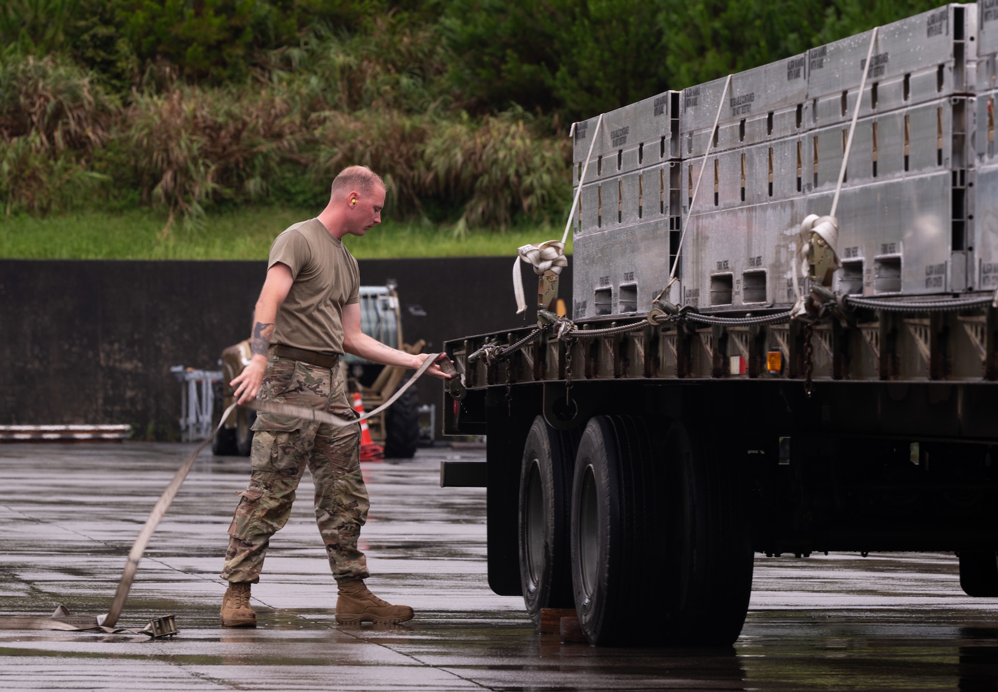 An NCO secures cargo.