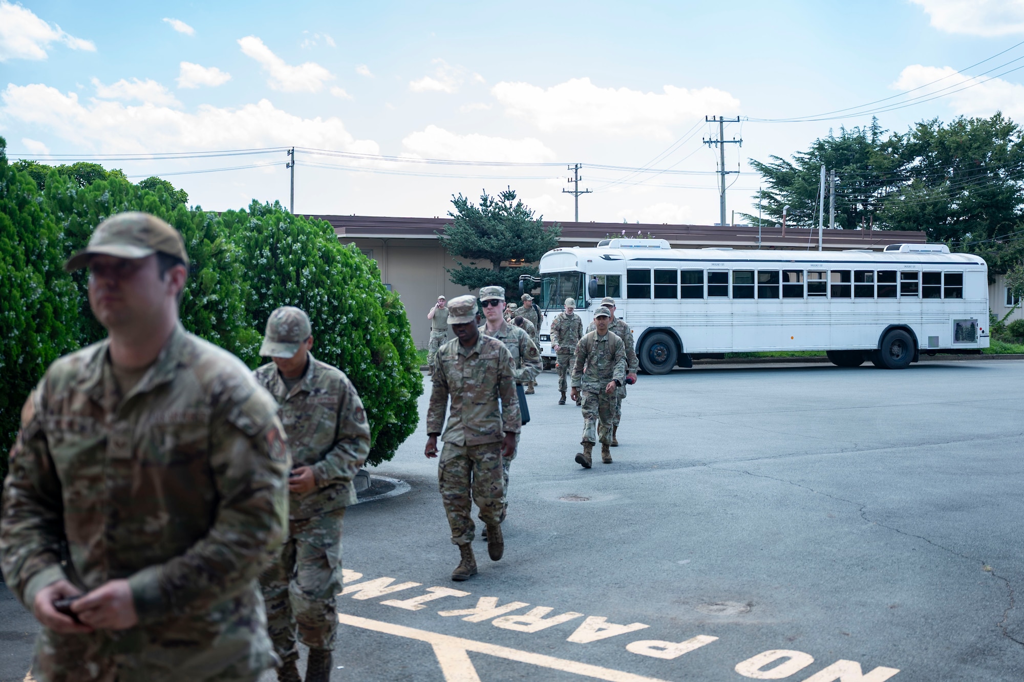U.S. Air Force Airmen from the 51st Maintenance Group arrive at Daegu Air Base, Republic of Korea during exercise Ulchi Freedom Shield 25, Aug. 19, 2025