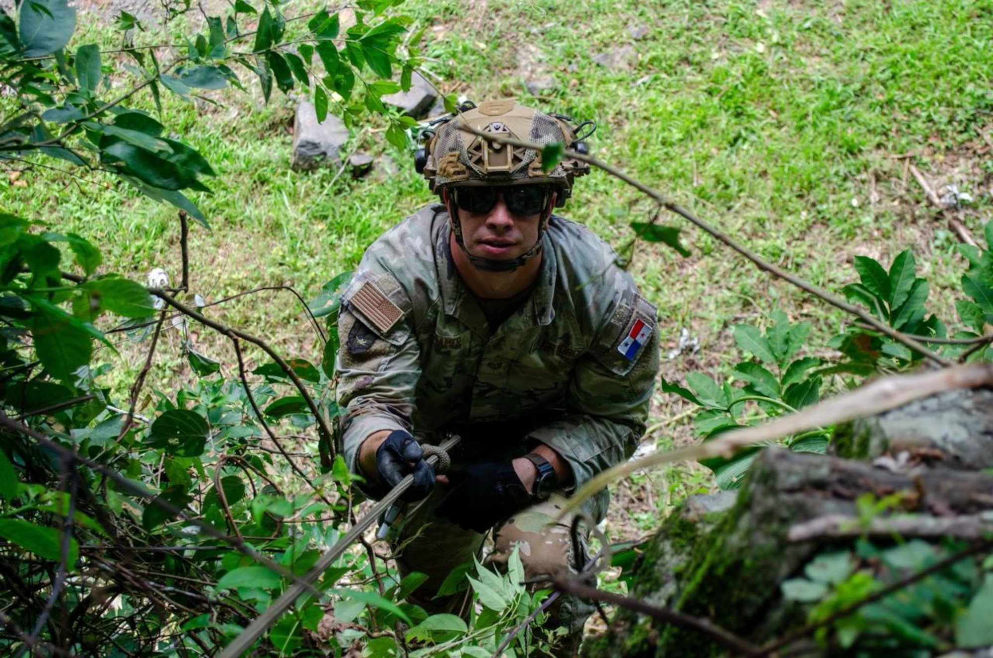 U.S. Air Force Tech Sgt. Joshua Cramer, a security forces Airman assigned to the 822d Base Defense Squadron, Moody Air Force Base, Georgia, conducts training at a Cerro Tigre range in Panama, 2025. U.S. Southern Command is focused on increasing partner nation capacity and interoperability in the region and reflects the United States’ enduring promise of friendship, partnership, and solidarity with the Panamanian people. (U.S. Air Force courtesy photo by Staff Sgt. Sean Williams)