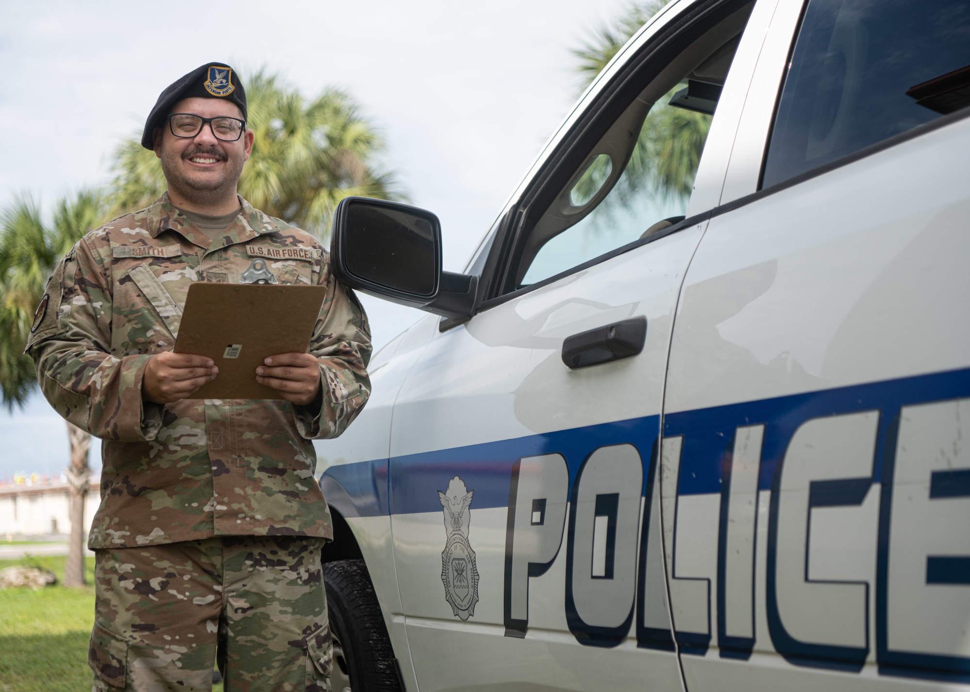 U.S. Air Force Staff Sgt. Dakotah Smith, an evaluator with the 6th Security Forces Squadron, poses at MacDill Air Force Base, Florida, Aug. 26, 2025.